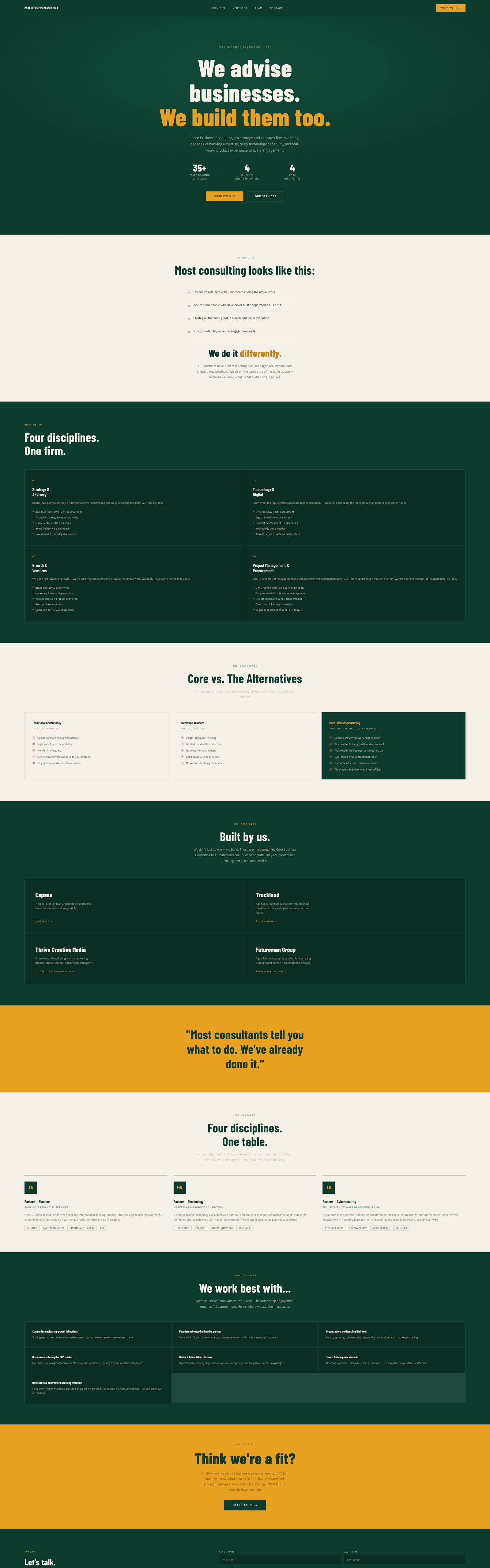 Core Business Consulting website screenshot