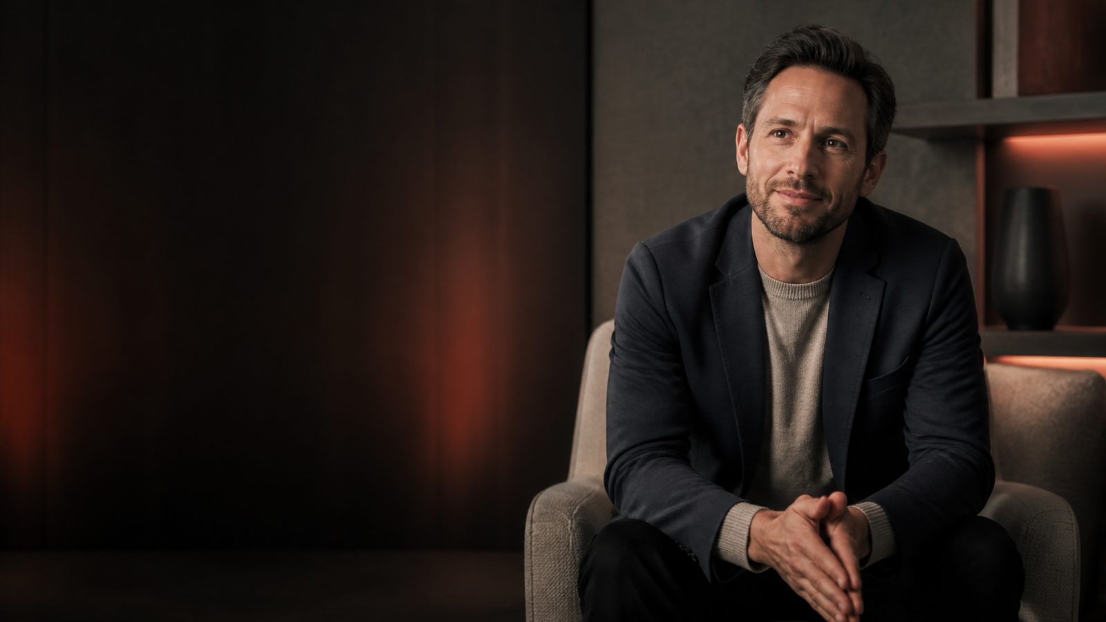 A business growth leader in an editorial interview setting