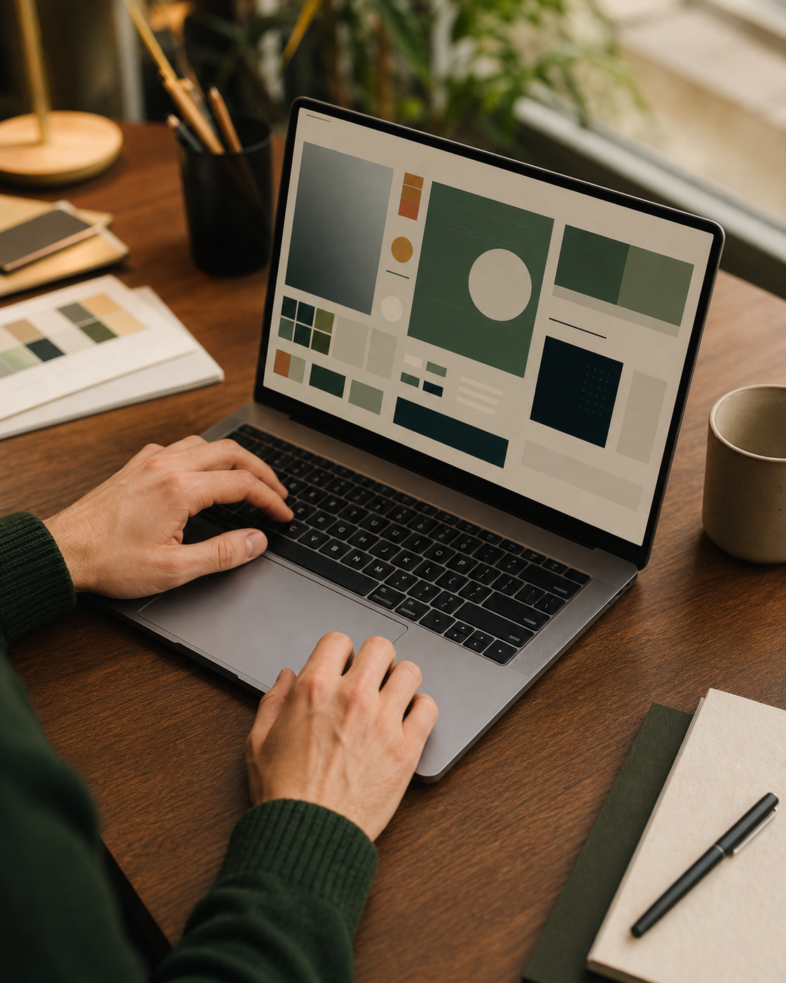 A strategist working on a digital project from a modern studio