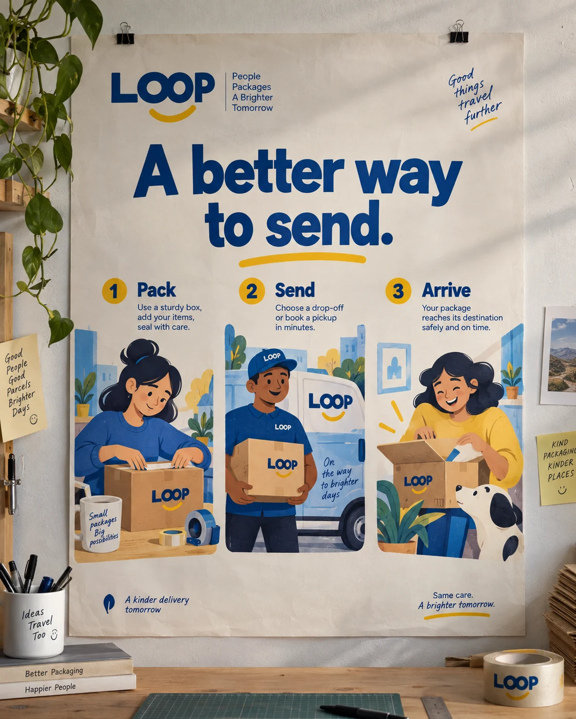 Illustrative explainers concept shown as finished design work
