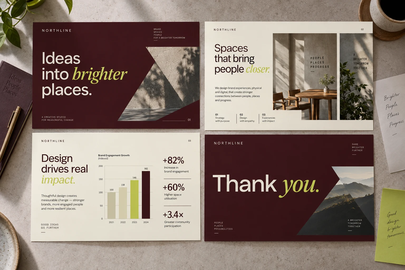 Illustrative slide templates concept shown as finished design work