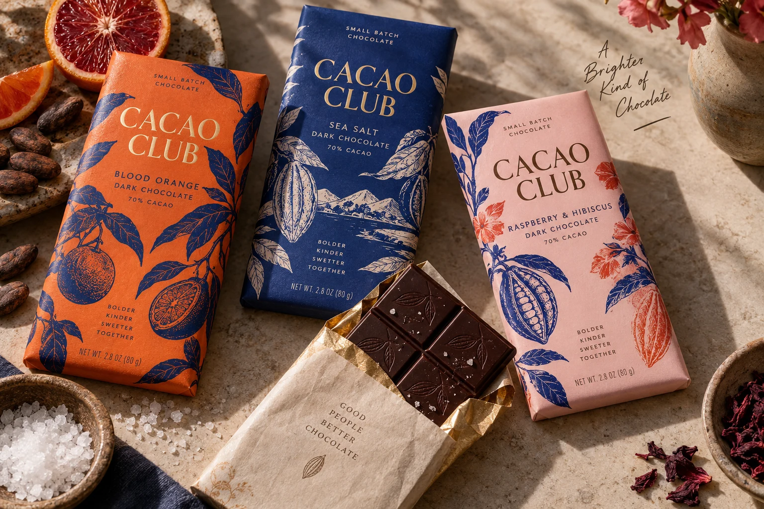 Illustrative packaging graphics concept shown as finished design work