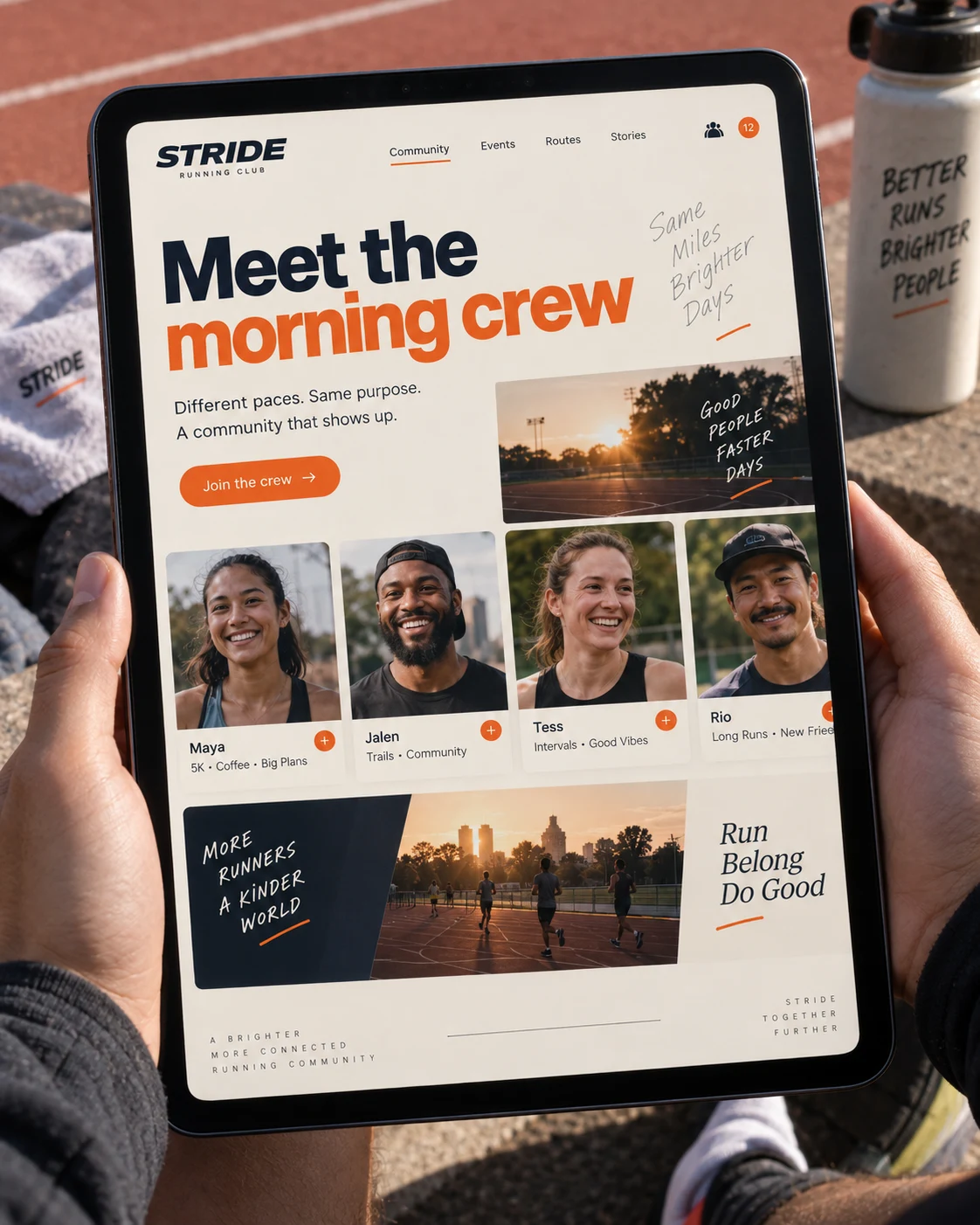 Illustrative community content concept shown as finished design work